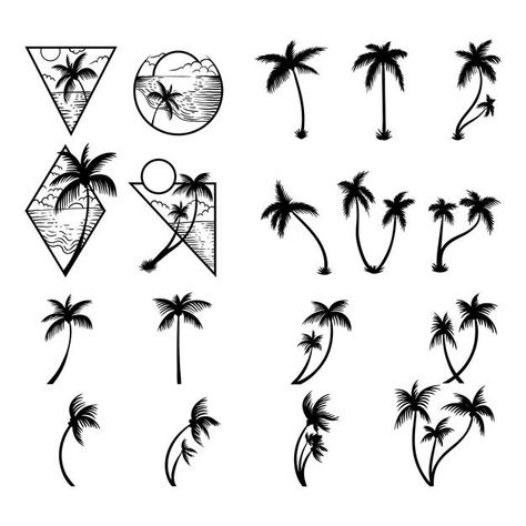 Coconut tree silhouette set collection P... | Premium Vector #Freepik #vector #background #floral #tree #abstract Coconut Tree Tattoo, Palm Trees Tattoo, Tree Silhouette Tattoo, Tree Tattoo Arm, Jordan Art, Michael Jordan Art, Tree Abstract, Floral Tree, Silhouette Tattoos