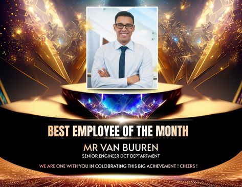 Best Employee Award Poster, Announcement Template Design, Best Employee Award, Best Employee, Award Poster, Employee Awards, Good Employee, Online Ads, Flyer Maker