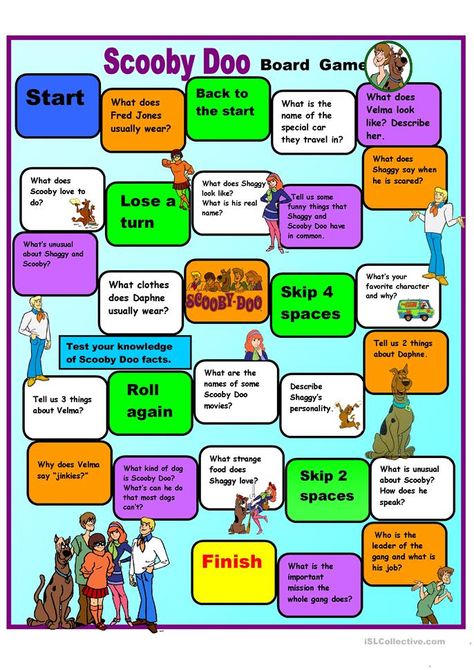 Scooby Doo Boardgame - English ESL Worksheets for distance learning and physical classrooms Scooby Doo Decorations, Scooby Halloween, Scooby Doo Games, Esl Board Games, Scooby Doo Birthday Party, Christmas Cards Drawing, Board Games Diy, Game Diy, Roll Play