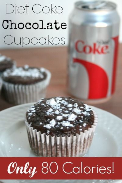 Diet Coke Chocolate Cupcakes - only 2 ingredients and only 80 calories each! Two Ingredient Cupcakes, Diet Coke Cake, Coke Cupcakes, Angel Food Cupcakes, Weight Watcher Desserts, Cherry Coke, Cherry Vanilla, Cupcake Recipes Chocolate, Ww Desserts