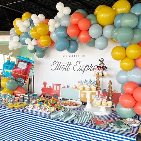 Train Theme 3rd Birthday Party, Train Two Birthday Party, Kids Train Birthday Party Ideas, 3 Train Birthday Party, Train 5th Birthday Party, Boys Train Birthday Party Ideas, 2 Year Train Birthday Party, Two Train Birthday Party, Train Bday Party Ideas