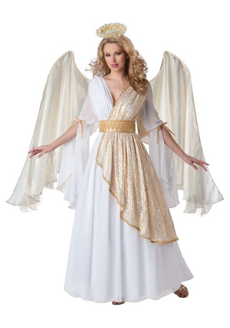 I like the secondary side drape, gathering at shoulders, and wide belt Angelic Outfits, Angel Halloween, Angel Halloween Costumes, Easter Dresses For Toddlers, Angel Gowns, Angel Fashion, Black Halloween Dress, Angel Costume, Angel Outfit