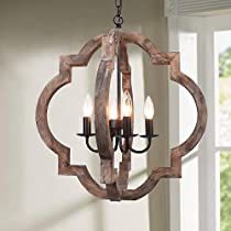 Check this out at Amazon Rustic Dining Room Lighting, Wood Chandelier Rustic, Farmhouse Chandelier Lighting, Wood Ceiling Lights, Dining Room Light Fixture, Lustre Vintage, Orb Chandelier, Dining Room Light, Farmhouse Light Fixtures