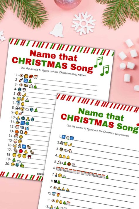 Name That Christmas Tune Emoji Game Christmas Emoji Game, Name That Tune Game, Christmas Song Games, Games For Christmas, Christmas Party Games For Groups, Christmas Movie Trivia, Guess The Emoji, Christmas Games To Play, Christmas Emoji