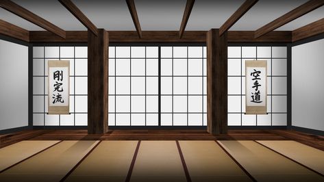 Transform Your Zoom Home Dojo! | GKR Karate Anime Dojo Background, Dojo Background, Home Dojo Ideas, Karate Background, Japanese Dojo Design, Minecraft Dojo, Karate Dojo Design, Dojo Aesthetic, Home Dojo