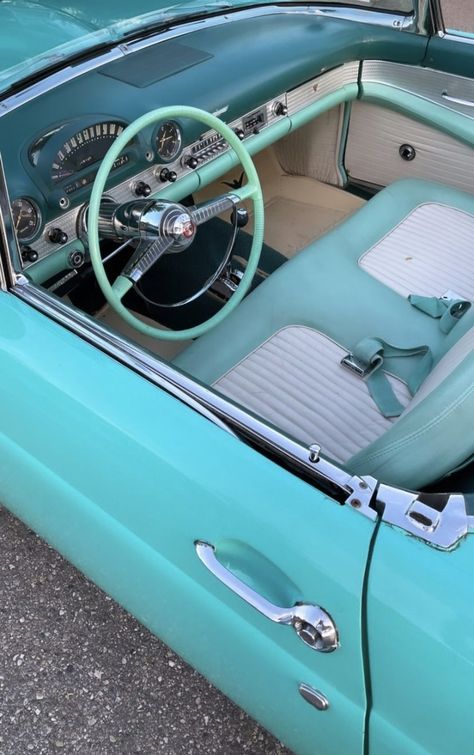 Turquoise Aesthetic Vintage, Teal Car, Turquoise Car, Teal Aesthetic, Old Vintage Cars, Grey Car, Vintage Sports Cars, Street Racing Cars, Classy Cars