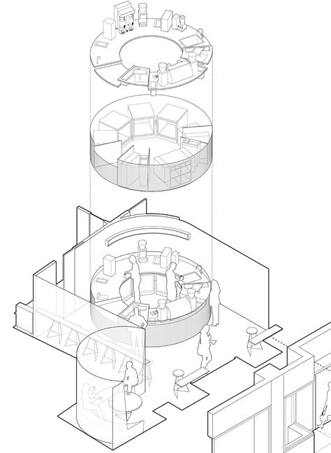 Small Espresso Bar, Cafe Plan, Circular Buildings, Circle Bar, Coffee Bar Design, Bar Plans, Interior Design Drawings, Kiosk Design, Espresso Bar