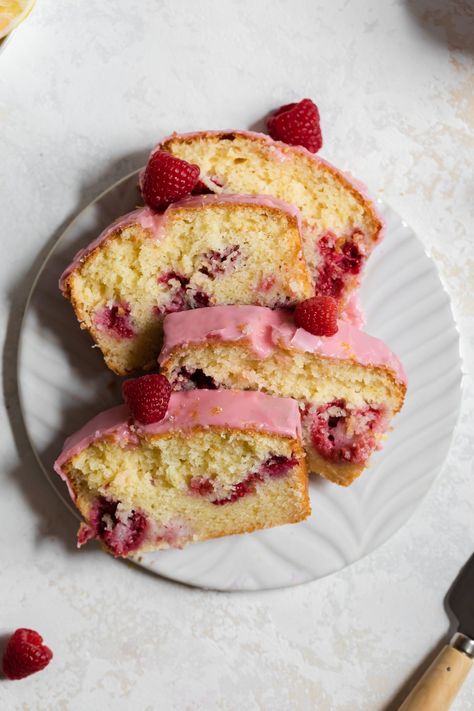 Raspberry Lemon Loaf, Raspberry Glaze, Raspberry Lemon Cakes, Lemon Loaf Recipe, Lemon Loaf Cake, Raspberry Desserts, Loaf Cake Recipes, Lemon Bar, Raspberry Recipes