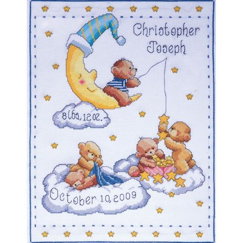 Birth Cross Stitch, Birth Sampler, Cross Stitch Stocking, Birth Records, Baby Cross Stitch Patterns, Baby Cross Stitch, Unicorn Kids, Aida Cloth, Baby Cross