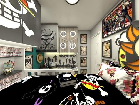 Anime Bedroom Ideas, Dream Bedroom Inspiration, Geek Decor, Kids Interior Room, Anime Decor, Anime Room, Pc Setup, Game Room Design, Kids Interior