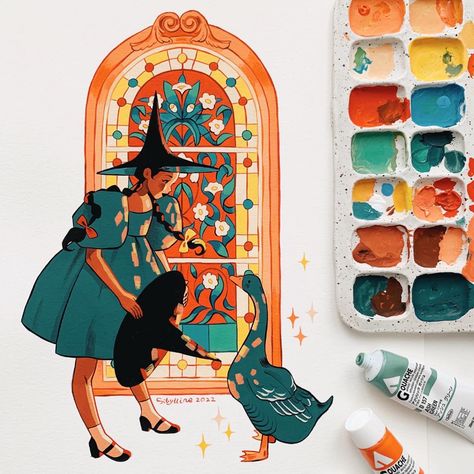 Sibylline Meynet, Acryla Gouache, Gouache Illustrations, Gouache Art, Amazing Drawings, Marker Art, Gouache Painting, Art Plastique, Pretty Art