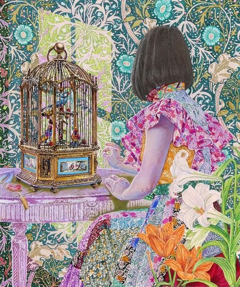 Naomi Okubo on Instagram: ““In the birdcage” 2021 Acrylic on raw canvas and panel 45.5 x 38.0 cm 17.9 x 14.9 inch is now on view at @gallery_momo Naomi Okubo "From…” Naomi Okubo, The Birdcage, Self Portraits, Georges Braque, Modern Artists, Japanese Artists, Art Center, Modern Painting, Bird Cage