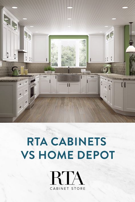 What do you get with RTA cabinets vs Home Depot? You might just find that you prefer ordering online to going into the store. Here’s why. Rta Cabinets Kitchens, Home Depot Kitchen Cabinets, Home Depot Cabinets, Home Depot Kitchen, Semi Custom Cabinets, Kitchen Cabinet Layout, Diy Kitchen Projects, Rta Kitchen Cabinets, Online Kitchen Cabinets