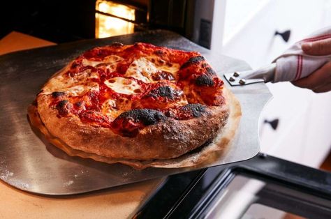 How to turn any home oven into a pizza oven | King Arthur Baking: Your home oven may not reach 900°F, but you can still make restaurant-caliber pizza in it. All you need is the right oven setup — here's how to achieve it. King Arthur Pizza Dough Recipe, Grimaldis Pizza, How To Bake Bread, Pizza King, King Arthur Baking, Bake Bread, Artisan Pizza, Baking Stone, Pizza Recipes Homemade