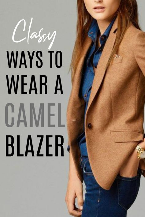 Tan Blazer Outfits Women Classy, Caramel Blazer Outfit Women, Brown Herringbone Blazer Outfit Women, Carmel Blazer Outfit, Camel Blazer Outfits Women Office Wear, Styling A Blazer Casual, How To Wear A Blazer Women, Blazer Outfits Casual Classy, Winter Fashion For Women Over 50