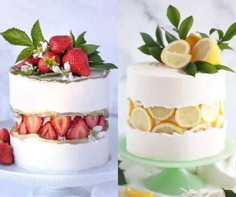 Fruit Cake Decoration Ideas, Trending Cake Designs, Birthday Fruit Cake, Simple Cake Ideas, Trending Cakes, Simple Cake Decorating, Cake For Wedding, Cake Decorated With Fruit, Polish Cookies