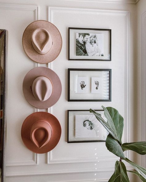 Annaclaire Wilbanks Tadlock on Instagram: “I love when a DIY project turns out the way you envisioned, don’t you?! I added a highlight showing more on what I used for her little hand…” Hats On Wall, Wall With Frames, Home Decor Styles, Bedroom Ideas, Beach House, Decor Styles, The Way, Gallery Wall, Diy Projects