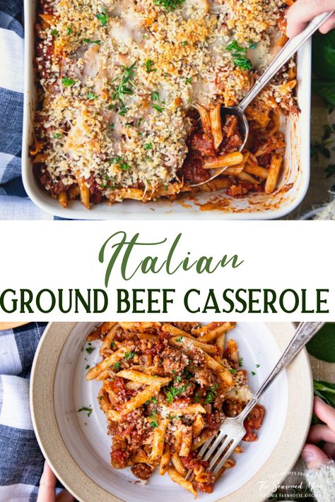 Italian Recipes Ground Beef, Make Ahead Ground Beef Casserole, Make Ahead Pasta Casserole, Italian Ground Beef Recipes Pasta, Italian Hamburger Casserole Recipes, Italian Casserole Recipes Ground Beef, Ground Beef Italian Recipes, Make Ahead Pasta Dishes, Pasta Dishes With Ground Beef