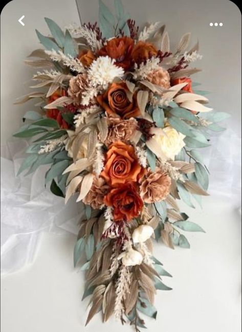 Autumn Cascade Bouquet, Cascade Fall Bouquet, Autumn Cascading Bridal Bouquet, Boho Wedding Bouquet Cascading, Diy Wedding Bouquet Cascade, Eucalyptus Fall Bouquet, Rustic Cascade Wedding Bouquet, Waterfall Wedding Bouquets Fall, Terracotta Cascading Bouquet