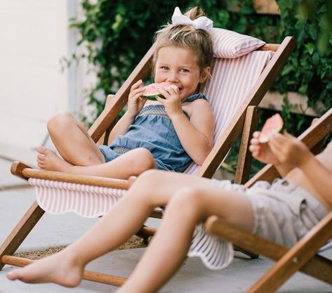 Mini Sling Chair, Lauren's Pink Stripe #pbkids Pb Kids, Baby Talk, Shark Swimming, Sling Chair, Comfy Chairs, Family Photo Sessions, Baby Furniture, Baby Registry, Slipcovers For Chairs