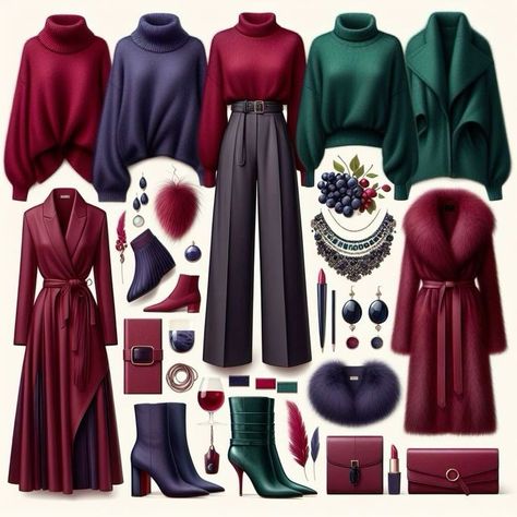 Deep Color Code Outfits, Deep Winter Aesthetic Outfits, Deep Winter Outfits Aesthetic, Deep Winter Outfits Capsule Wardrobe, Dark Winter Color Palette Outfits, Deep Winter Color Palette Outfits, Deep Winter Palette Outfits, Aries Outfits, Color Analysis Winter