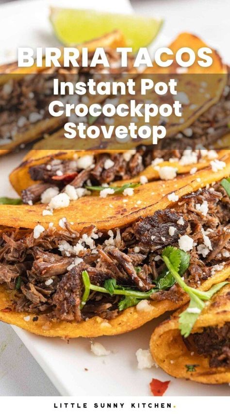 Birria Tacos Recipe Instant Pot, Best Birria Tacos Recipe, Crockpot Birria Tacos, Birria Recipes, Crockpot Birria, Barrio Tacos, Birria Tacos Recipe, Little Sunny Kitchen, Easy Taco Recipes