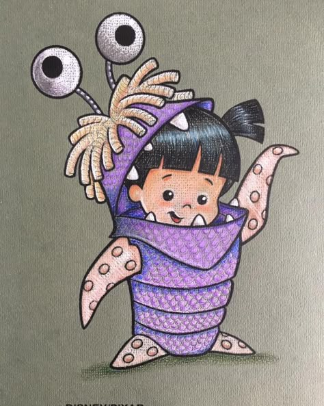 Sully And Boo Drawing, Monsters Inc Tattoos, Monsters Ink Drawing, Sully Monsters Inc Drawing, Boo Monsters Inc Drawing, Boo Monsters Inc Tattoo, Monster Inc Drawing, Monsters Inc Sketch, Monsters Inc Painting