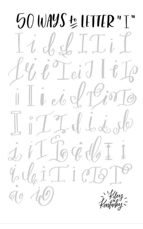 #50 #ways #letter #I Brush Lettering Practice, Writing Fonts, Alfabet Letters, Hand Lettering Fonts, Hand Lettering Alphabet, Calligraphy Handwriting, In Cursive, Creative Lettering, Fancy Fonts