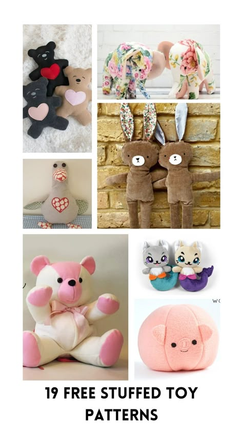 Looking for soft toy patterns ideas? Discover this collection of adorable and free toy patterns, perfect for sewing stuffed animals and gifts for kids! With options like a teddy bear sewing pattern, free bunny patterns printable, and even a dragon sewing pattern, you’ll find easy soft toys to make for all ages. These beginner sewing projects make great Christmas sewing projects or DIY soft toys for special occasions. Start creating amazing crafts and gifts with these fun fabric animal patterns! Making Stuffed Animals From Old Clothes, Cute Sewing Projects Stuffed Animals Easy, Soft Toy Making Ideas, Fabric Toy Patterns Free Sewing, Sewn Toys Patterns, Pattern For Stuffed Animals Free, Fabric Stuffed Animals Pattern, Free Stuffy Patterns Sewing, Sew Toys Patterns