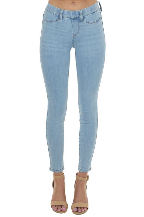 Jean Jeggings Outfit, Medium Wash Denim Jeggings, Fitted Mid-rise Light Wash Jeggings, Everyday Light Wash High-waist Jeggings, Jeggings Outfit, Mid-rise Stretch Medium Wash Jeggings, Non-stretch High Rise Medium Wash Jeggings, Lime Lush Boutique, Lime Lush