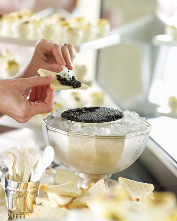 High Street Market: Party At Kevin Sharkey's!  caviar serving idea Champagne And Caviar, Martha Stewart Holiday, Serving Ideas, New Year's Eve Celebrations, Black Tie Affair, White Party, Serving Set, Serving Spoons, New Years Party