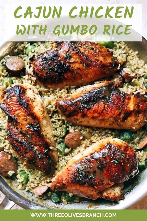 Blackened Cajun Chicken with Gumbo Rice Gumbo Rice, Blackened Cajun Chicken, Brown Rice Dinner, 2025 Recipes, Cajun Chicken Recipes, Chicken Gumbo, Sandwich Breakfast, Chicken And Brown Rice, Cajun Dishes