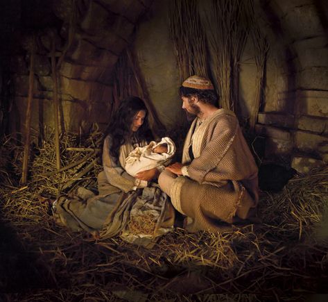 Joseph and Mary hold the baby Jesus on the night of His birth. Mary The Chosen, Christmas Quotations, Labor Quotes, Christmas Card Quotes, Helping The Needy, The World To Come, Family Home Evening Lessons, Matthew 1 21, Ward Christmas Party