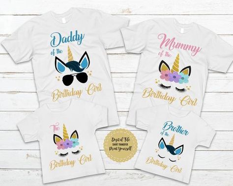 Unicorn Shirts, Birthday Party Shirts, Unicorn Themed Birthday Party, Matching Family Shirts, Birthday T Shirts, Kid Parties, Family Birthday Shirts, Unicorn Theme, Unicorn Shirt