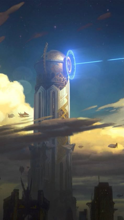 Arcanepunk Fantasy Art, Arcane Piltover City, Sky City Concept Art, Piltover Wallpaper, Arcanepunk Aesthetic, Arcane Cityscape, Arcanepunk City, Aetherpunk City, Arcane Buildings