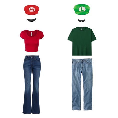 Mario Luigi Halloween Costume Matching Twins Besties Luigi Outfit Ideas, Super Mario Outfit Ideas, Mario Luigi Costume, Mario Mashup, Mario Outfit, Mario And Luigi Costumes, Universal Outfits, Luigi Costume, Red Wallpapers