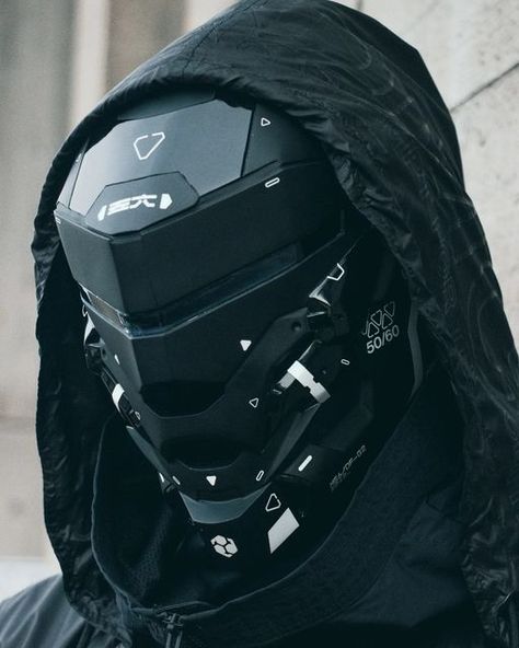 Machine 56 Helmet, Futuristic Helmet Design Cyberpunk, Sci Fi Cloak, Cyberpunk Helmet Concept Art, Cool Mask Designs, Techwear Helmet, Futuristic Helmet Design, Scifi Mask, Scifi Helmet