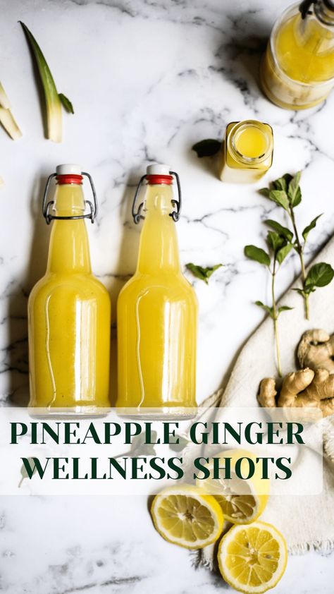 Pineapple Ginger Shots, Pineapple And Ginger Juice, Ginger Pineapple, Ginger Shot Recipe, Ginger Shots, Pineapple Ginger, Homemade Juice, Ginger Shot, Wellness Shots