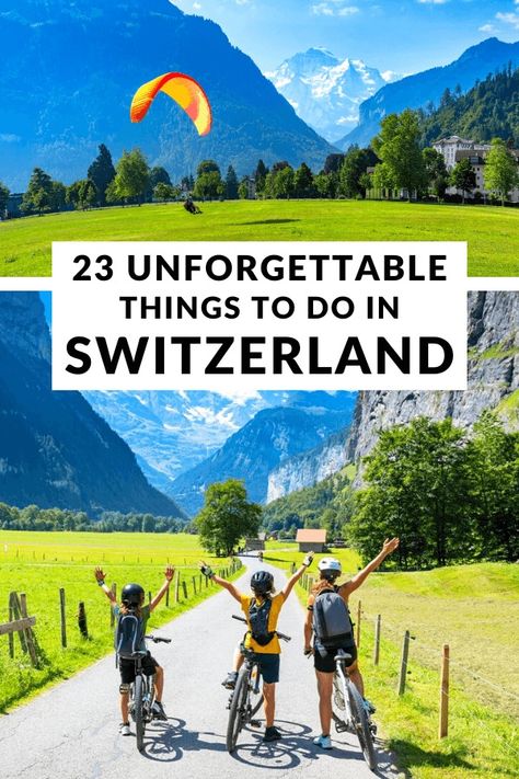 If you're planning a trip to Switzerland, you're in for the adventure of a lifetime! This captivating country nestled in the heart of Europe is known for its snow-capped mountains, charming villages, food culture, and so much more. There truly are things to do in Switzerland for every kind of traveler. #Switzerland Switzerland Adventure, Things To Do In Switzerland, Switzerland Winter, Switzerland Travel Guide, Switzerland Vacation, Places In Switzerland, Swiss Travel, Visit Switzerland, Image Film