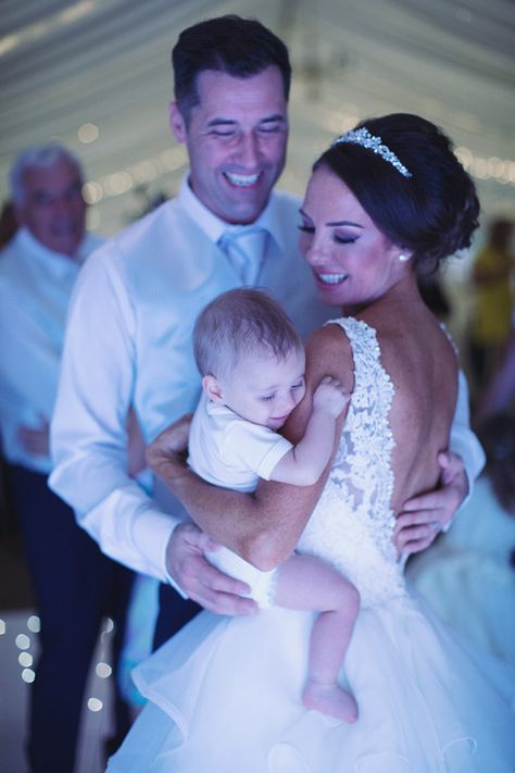 Wedding first dance with baby | Bride groom and 1 year old baby | Yorkshire natural wedding photo Wedding Picture Ideas With Kids, Wedding Photos With Baby, Baby At Wedding, Wedding With Baby, Shot Types, Mafia Wedding, Jasmine Wedding, Antique Halloween, Groom Photoshoot