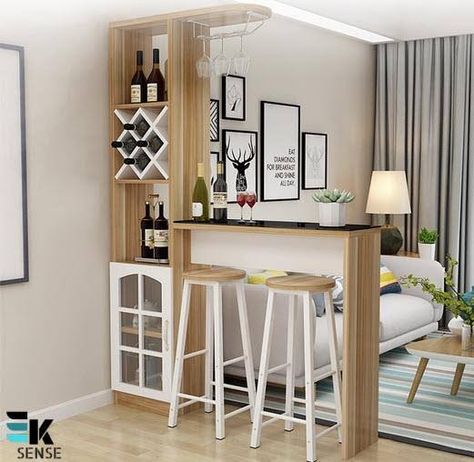 Home Bar Rooms, Living Room Divider, Living Room Corner, Home Bar Designs, Living Room Partition, Living Room Partition Design, Room Partition, Kitchen Design Decor, Home Bar Decor