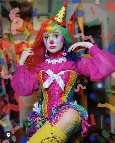 Rocky Horror Picture Show Outfit, Cute Clown Costume, Clowncore Fashion, Clowncore Outfit, Clowncore Aesthetic, Cute Clown Makeup, Clown Aesthetic, Clown Outfit, Clown Clothes