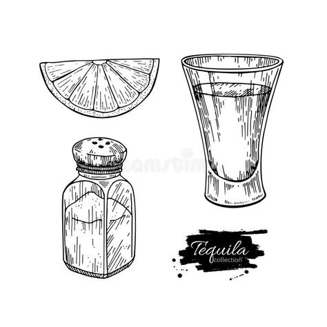 Alcohol Tattoo Ideas Matching, Tequila Tattoo Friends, Tequila Tattoo Ideas, Salt Shaker Drawing, Alcohol Tattoo Ideas, Shot Glass Drawing, Tequila Shot Tattoo, Shot Glass Tattoo, Salt Shaker Tattoo