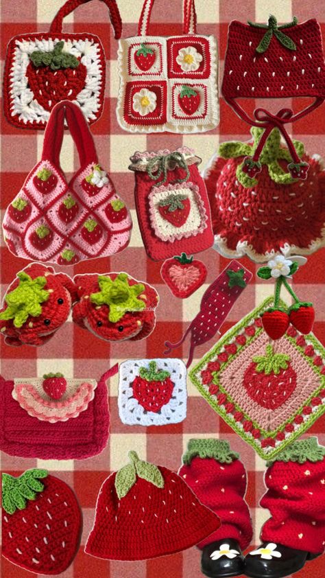 Strawberry Crochet, Crochet Fairy, Crochet Strawberry, Crochet Shop, Crochet Design Pattern, Crochet Clothing And Accessories, Kawaii Crochet, Crochet Decoration, Crochet Fashion Patterns