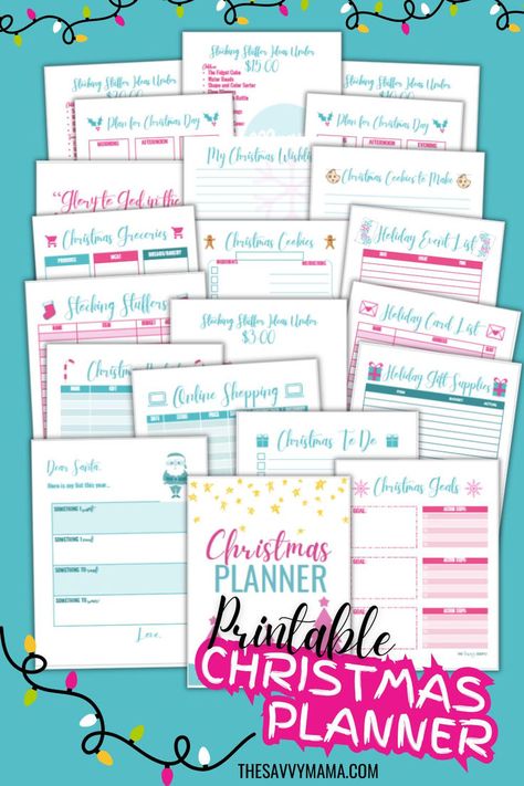 Image of a festive, colorful 2024 Printable Christmas Planner featuring various pages for holiday planning. Pages include sections for stocking stuffer ideas, gift lists, holiday event organization, online shopping, Christmas goals, and more. The planner is designed in bright, holiday-themed colors like pink, teal, and gold, making it a fun and practical tool for organizing the Christmas season. Christmas Planner Printables Free, Christmas Planning Printables, Christmas Goals, Christmas Planner Printables, Printable Christmas Planner, Holiday Organization, Holiday Prep, Stocking Stuffer Ideas, Christmas Note