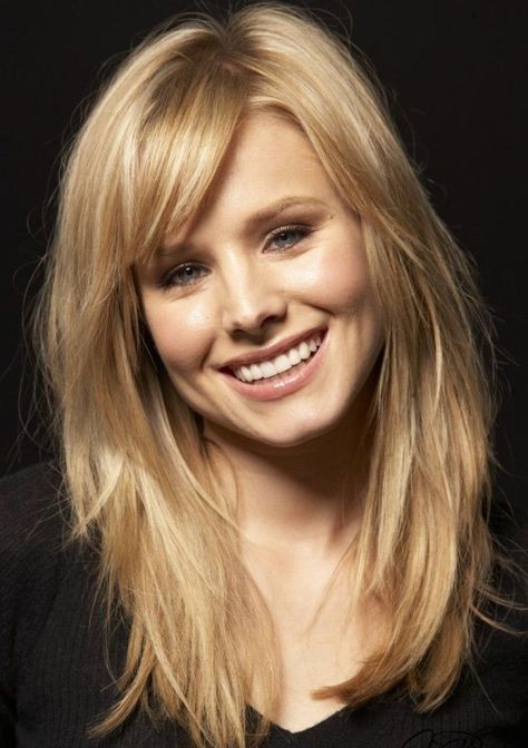 Side-Swept Bangs for a Round Face Shape - Hair World Magazine Kristin Bell, Layered Thick Hair, Wigs For White Women, Skirt Diy, Swept Bangs, 2023 Hair, Bangs With Medium Hair, Popular Haircuts, Side Bangs