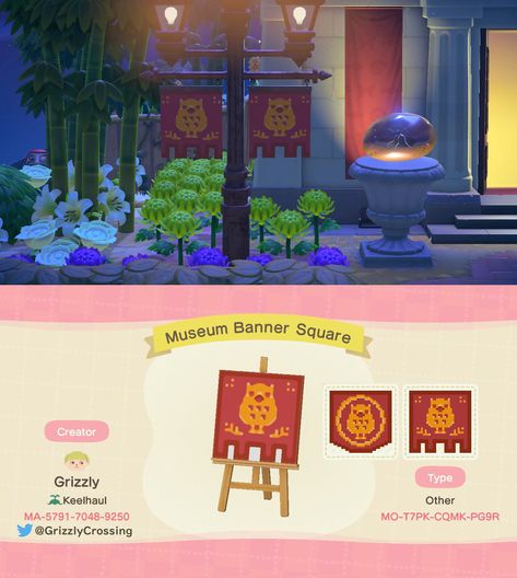 Lamp Post Banner, Acnh Museum, Animal Crossing Music, Acnh Cottagecore, Ac New Leaf, Animal Crossing Guide, Animal Crossing Wild World, Island Theme, Qr Codes Animal Crossing