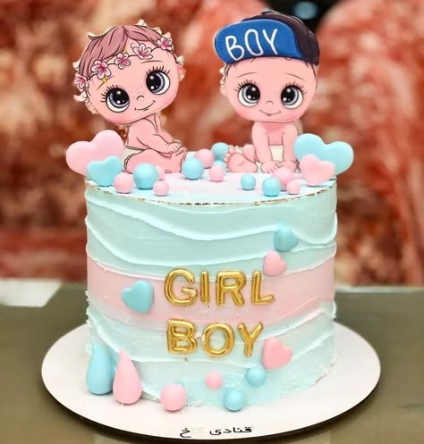 Diy Cake Topper Printable, Baby Cake Design, Baby Shower Gender Reveal Cake, Fondant Cake Tutorial, Baby Reveal Cakes, Baby Shower Cake Designs, Box Valentine, Gender Reveal Cake Topper, Diy Cake Topper