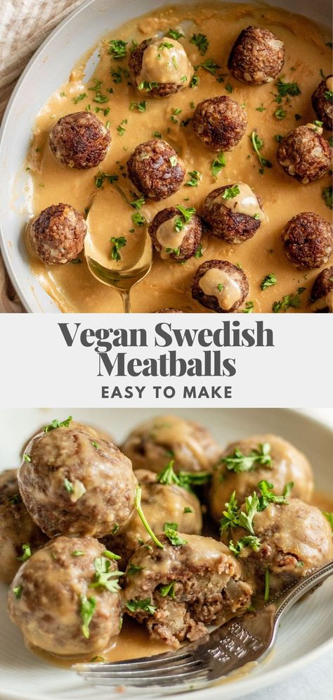 Vegan Swedish Meatballs Beyond Meat, Plant Based Swedish Meatballs, Vegan Swedish Meatball Sauce, Vegan Icelandic Recipes, Vegan Greek Meatballs, Vegan Nordic Recipes, Vegan Mushroom Meatballs, Vegan Scandinavian Recipes, Simple Vegan Dinner Healthy