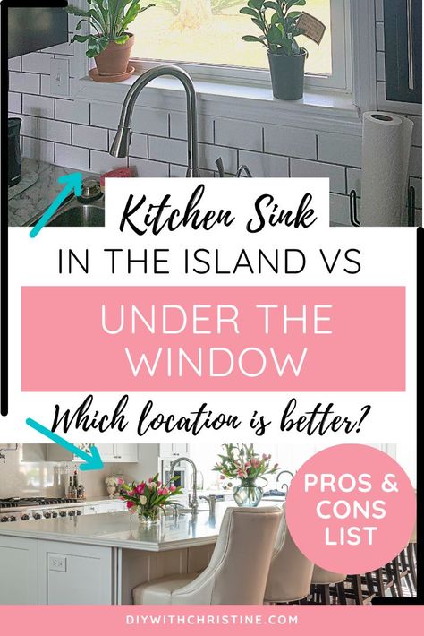 Installing A Kitchen Sink In The Island Vs Under The Window (Pros & Cons) – DIY With Christine Stove Under Kitchen Window, Kitchen Island With No Sink, Kitchen Islands Without Sinks, Sink Not Under Window, Stove Under Window In Kitchen, Kitchen Sink Not Under Window, No Window Kitchen Sink, Kitchen Island No Sink, Sink Under Window Kitchen